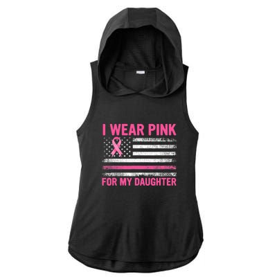 Support I Wear Pink For My Daughter Breast Cancer Awareness Ladies PosiCharge Tri-Blend Wicking Draft Hoodie Tank