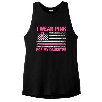 Support I Wear Pink For My Daughter Breast Cancer Awareness Ladies PosiCharge Tri-Blend Wicking Tank