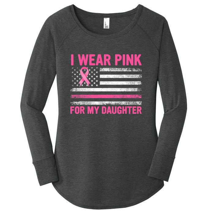 Support I Wear Pink For My Daughter Breast Cancer Awareness Women's Perfect Tri Tunic Long Sleeve Shirt