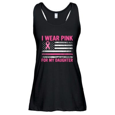 Support I Wear Pink For My Daughter Breast Cancer Awareness Ladies Essential Flowy Tank