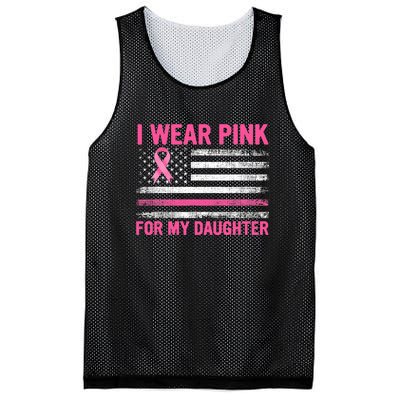 Support I Wear Pink For My Daughter Breast Cancer Awareness Mesh Reversible Basketball Jersey Tank