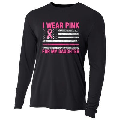 Support I Wear Pink For My Daughter Breast Cancer Awareness Cooling Performance Long Sleeve Crew