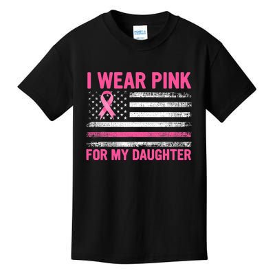 Support I Wear Pink For My Daughter Breast Cancer Awareness Kids T-Shirt