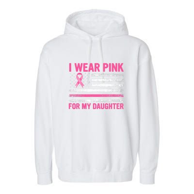 Support I Wear Pink For My Daughter Breast Cancer Awareness Garment-Dyed Fleece Hoodie