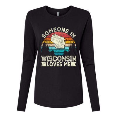 Someone In Wisconsin Loves Me Retro Wisconsin Womens Cotton Relaxed Long Sleeve T-Shirt