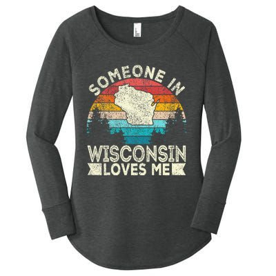 Someone In Wisconsin Loves Me Retro Wisconsin Women's Perfect Tri Tunic Long Sleeve Shirt