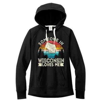 Someone In Wisconsin Loves Me Retro Wisconsin Women's Fleece Hoodie