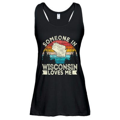 Someone In Wisconsin Loves Me Retro Wisconsin Ladies Essential Flowy Tank