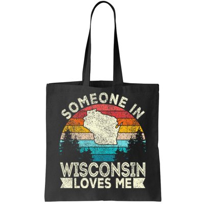 Someone In Wisconsin Loves Me Retro Wisconsin Tote Bag