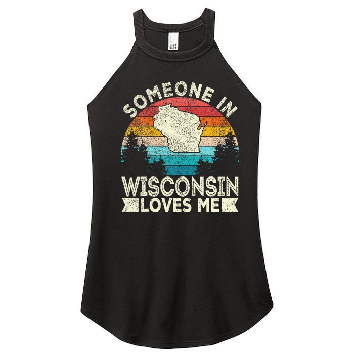 Someone In Wisconsin Loves Me Retro Wisconsin Women’s Perfect Tri Rocker Tank