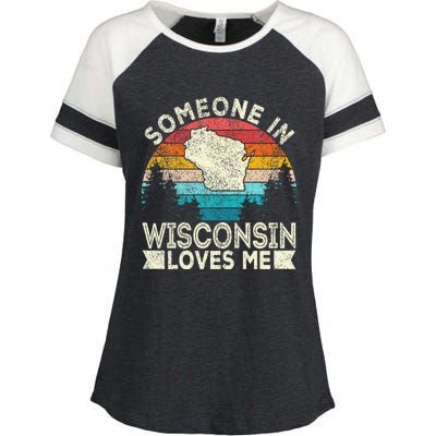 Someone In Wisconsin Loves Me Retro Wisconsin Enza Ladies Jersey Colorblock Tee