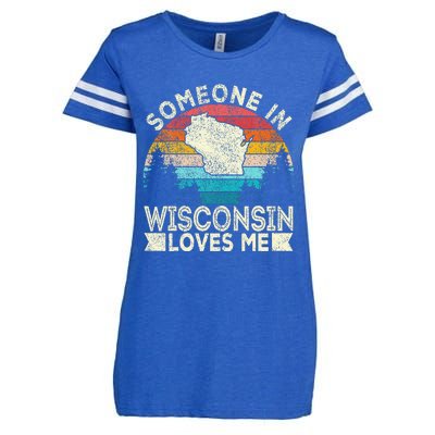 Someone In Wisconsin Loves Me Retro Wisconsin Enza Ladies Jersey Football T-Shirt