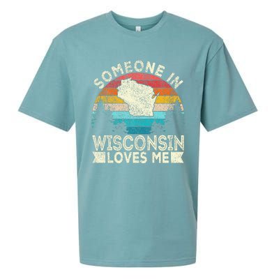 Someone In Wisconsin Loves Me Retro Wisconsin Sueded Cloud Jersey T-Shirt