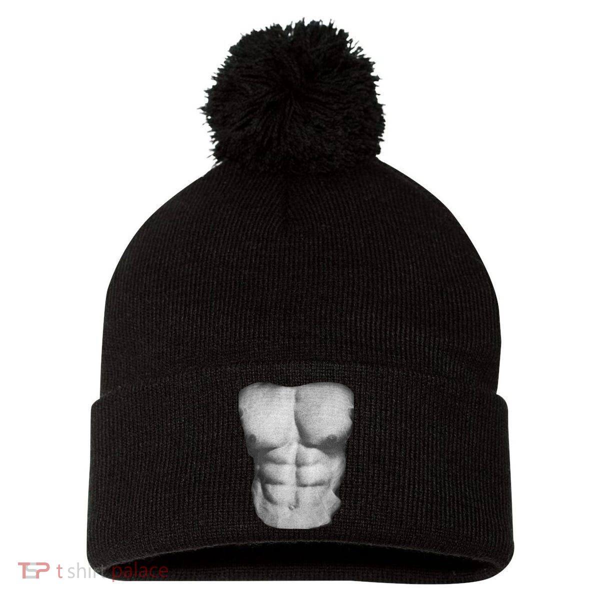 Six Pack Abs Pom Pom 12in Knit Beanie