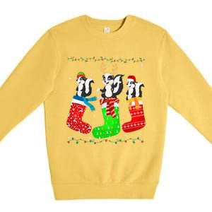 Skunk In Xmas Socks Funny Holiday Ugly Sweater Christmas Long Sleeve Premium Crewneck Sweatshirt