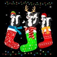 Skunk In Xmas Socks Funny Holiday Ugly Sweater Christmas Long Sleeve Tall T-Shirt
