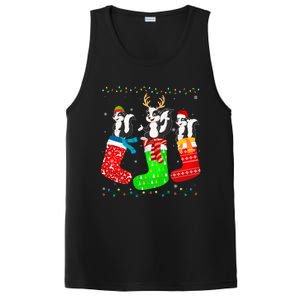 Skunk In Xmas Socks Funny Holiday Ugly Sweater Christmas Long Sleeve PosiCharge Competitor Tank