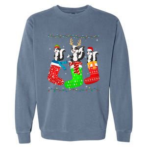 Skunk In Xmas Socks Funny Holiday Ugly Sweater Christmas Long Sleeve Garment-Dyed Sweatshirt