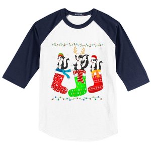 Skunk In Xmas Socks Funny Holiday Ugly Sweater Christmas Long Sleeve Baseball Sleeve Shirt