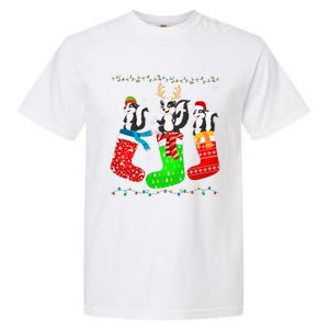 Skunk In Xmas Socks Funny Holiday Ugly Sweater Christmas Long Sleeve Garment-Dyed Heavyweight T-Shirt