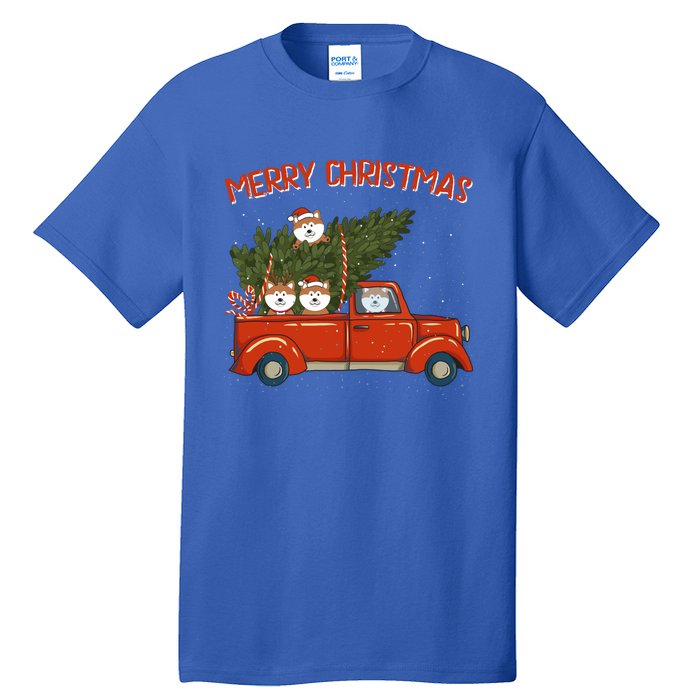 Shiba Inu Xmas Vintage Red Pickup Retro Truck Funny Gift Tall T-Shirt