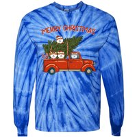 Shiba Inu Xmas Vintage Red Pickup Retro Truck Funny Gift Tie-Dye Long Sleeve Shirt