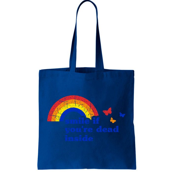 Smile If Youre Dead Inside Rainbow Vintage Dark Humor Gift Tote Bag