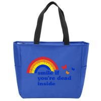 Smile If Youre Dead Inside Rainbow Vintage Dark Humor Gift Zip Tote Bag