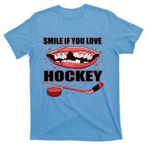 Smile If You Love Hockey Funny Hockey Player Gift T-Shirt