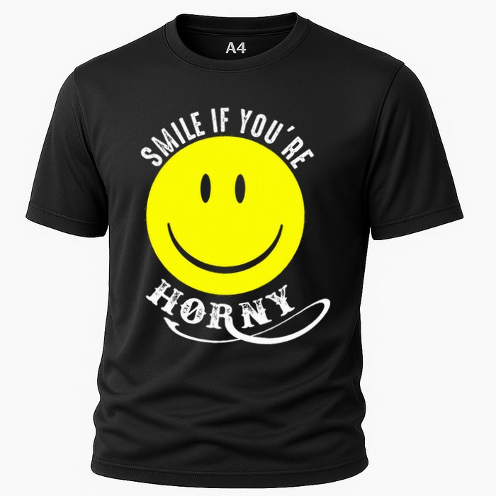 Smile If YouRe Horny Funny Gift Cooling Performance Crew T-Shirt