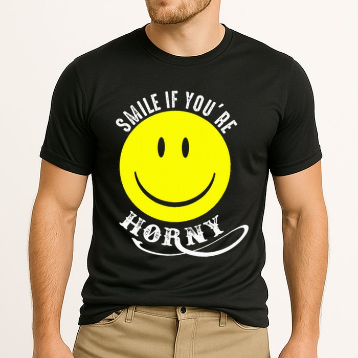 Smile If YouRe Horny Funny Gift Cooling Performance Crew T-Shirt