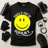 Smile If YouRe Horny Funny Gift Cooling Performance Crew T-Shirt