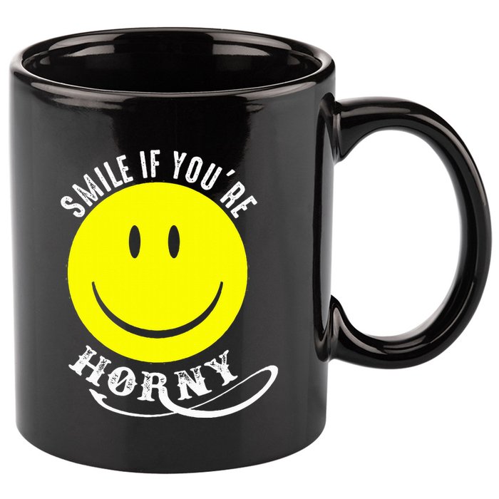Smile If YouRe Horny Funny Gift 11oz C Handle Ceramic Mug