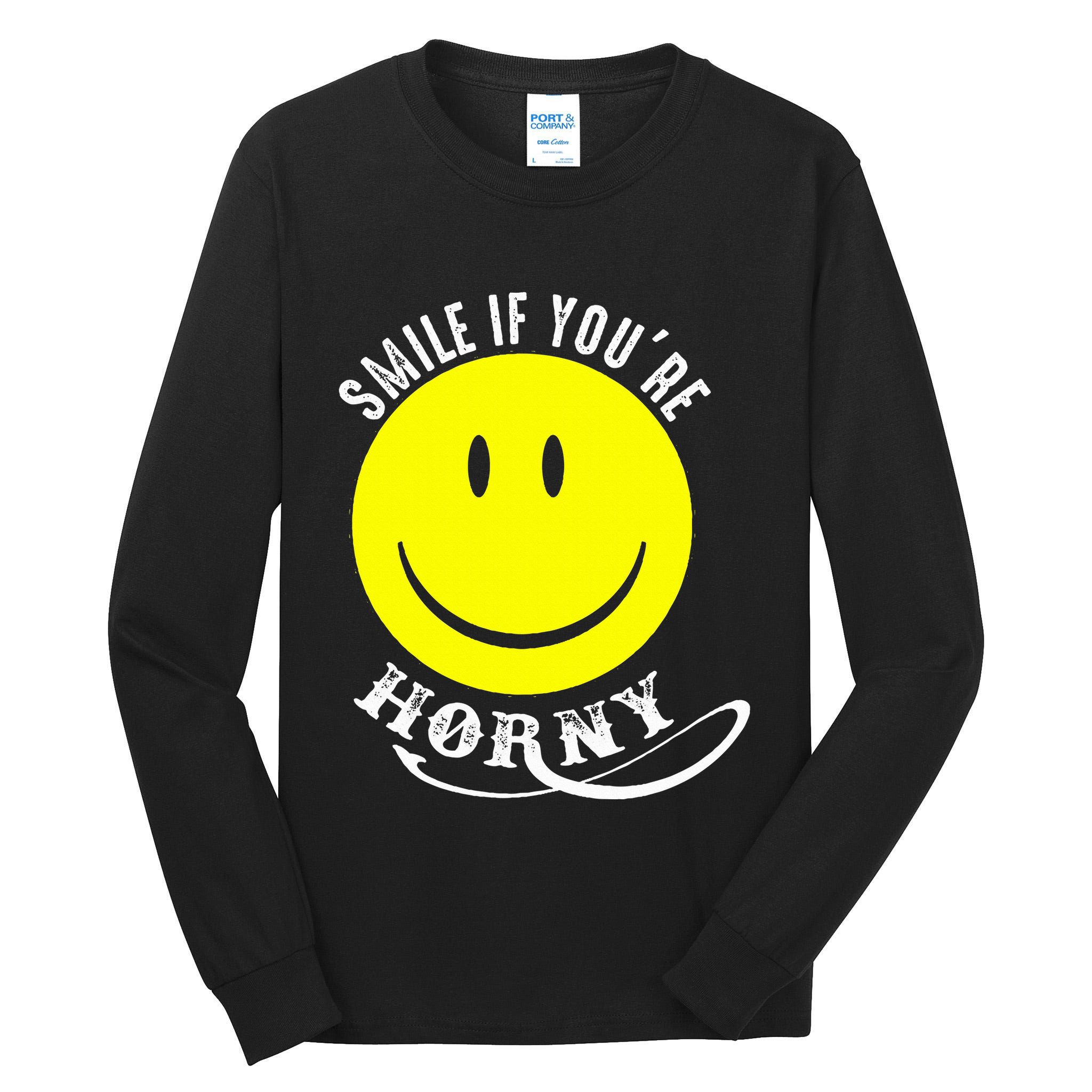 Smile If YouRe Horny Funny Gift Tall Long Sleeve T-Shirt