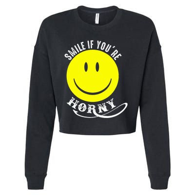 Smile If YouRe Horny Funny Gift Cropped Pullover Crew