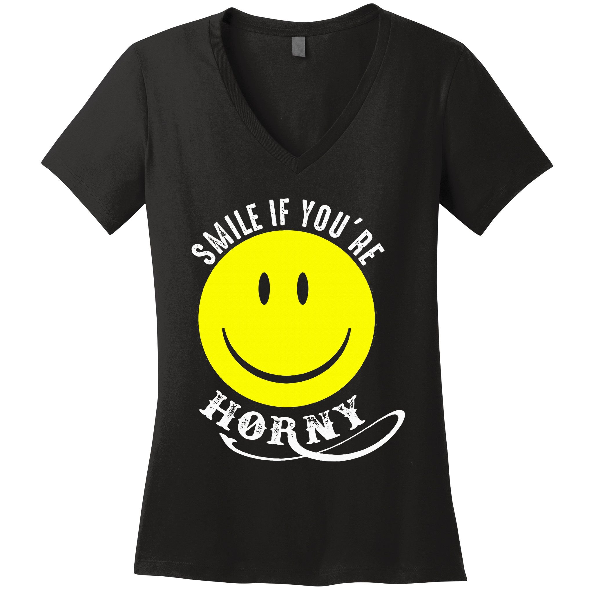 Smile If YouRe Horny Funny Gift Women's V-Neck T-Shirt