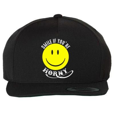 Smile If YouRe Horny Funny Gift Wool Snapback Cap