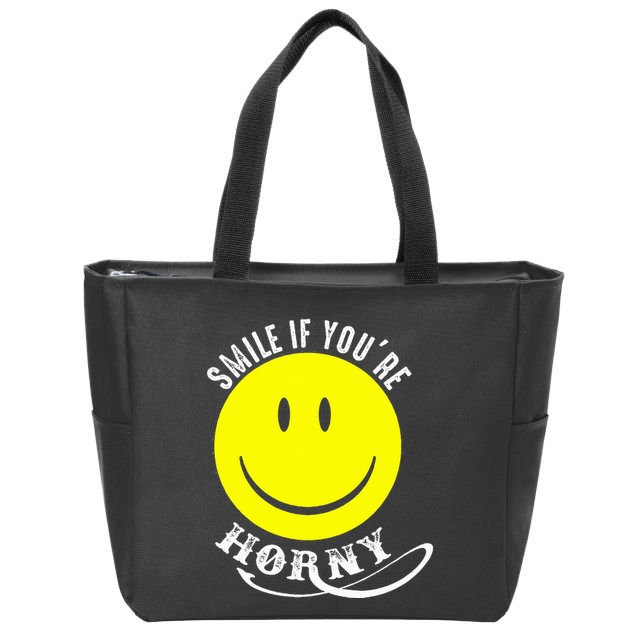 Smile If YouRe Horny Funny Gift Zip Tote Bag