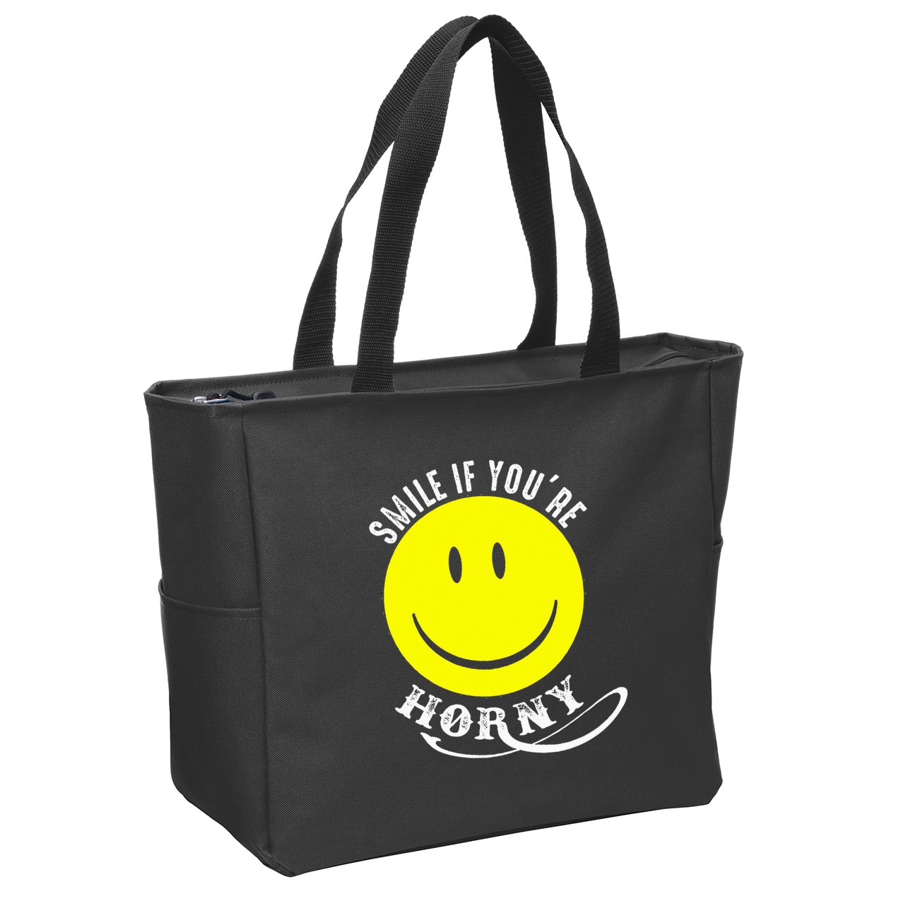 Smile If YouRe Horny Funny Gift Zip Tote Bag