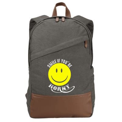 Smile If YouRe Horny Funny Gift Cotton Canvas Backpack
