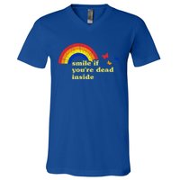 Smile If Youre Dead Inside Rainbow Lt Vintage Dark Humor Cute Gift V-Neck T-Shirt