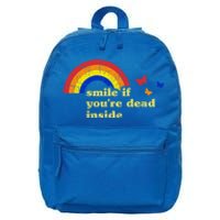 Smile If Youre Dead Inside Rainbow Lt Vintage Dark Humor Cute Gift 16 in Basic Backpack