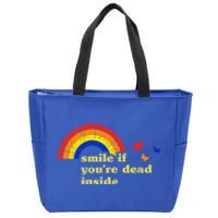 Smile If Youre Dead Inside Rainbow Lt Vintage Dark Humor Cute Gift Zip Tote Bag