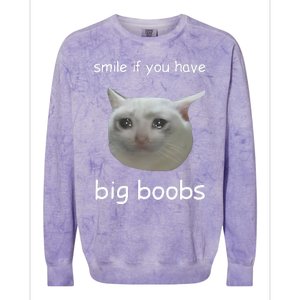 Smile If You Have Big Boobs Cringey Colorblast Crewneck Sweatshirt