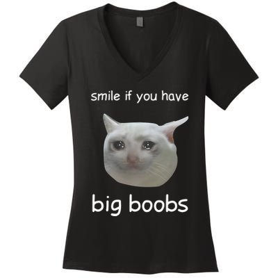 Smile If You Have Big Boobs Cringey Women's V-Neck T-Shirt