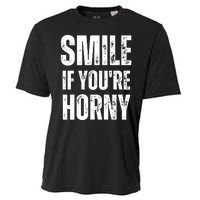 Smile If Youre Horny Funny Adult Gag Gift Cooling Performance Crew T-Shirt