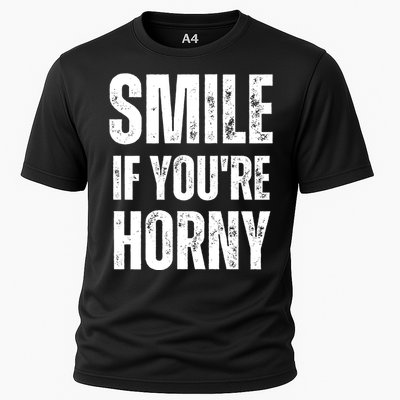 Smile If Youre Horny Funny Adult Gag Gift Cooling Performance Crew T-Shirt