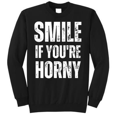 Smile If Youre Horny Funny Adult Gag Gift Sweatshirt