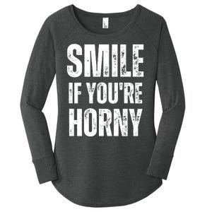 Smile If Youre Horny Funny Adult Gag Gift Women's Perfect Tri Tunic Long Sleeve Shirt