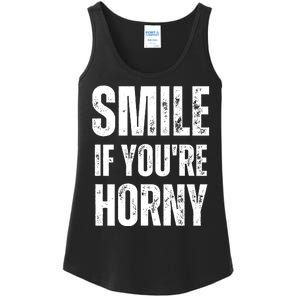 Smile If Youre Horny Funny Adult Gag Gift Ladies Essential Tank